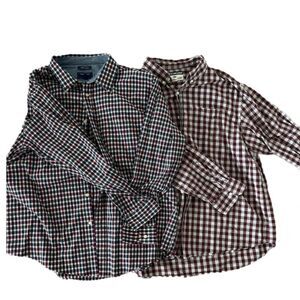 Plaid long sleeve button up shirt bundle